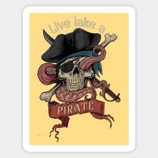 skull captain pirate & octopus Sticker